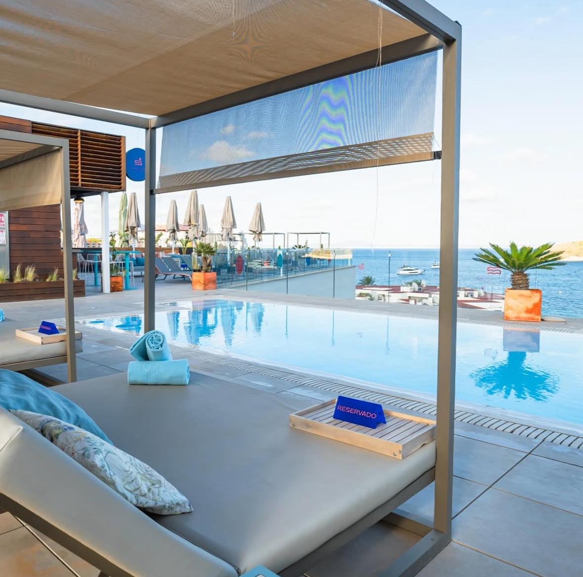 Luxury rooftop pool with glass floor in Magaluf resort